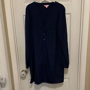 Like new Lilly Pulitzer Navy Delphine Stretch Silk Tunic Short Dress